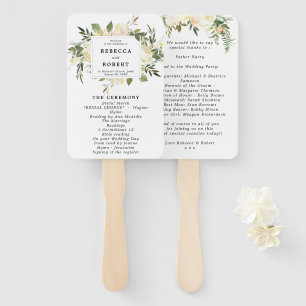 ivory floral greenery wedding program fans