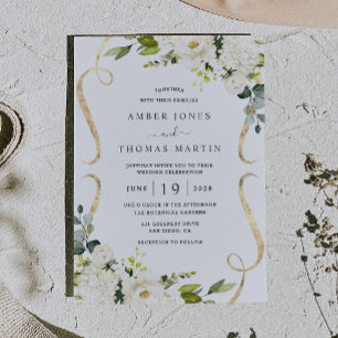 Ivory Floral Pretty Wedding Invitation