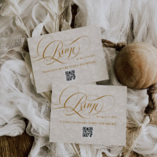 Ivory Floral Romantic Calligraphy Wedding RSVP Card