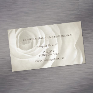 ivory floral simple elegant wedding save the date Magnetic business card