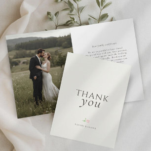 Ivory   Floral Typography Wedding Thank You Card