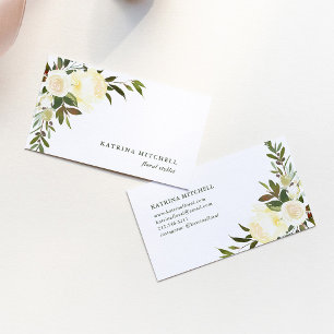Ivory Floral Watercolor Business Card