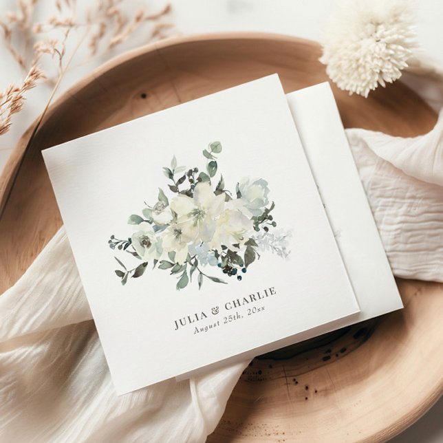 Ivory Floral Watercolor Wedding Napkin (Creator Uploaded)
