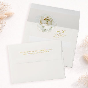 Ivory Floral Wedding Envelope with Printed Liner