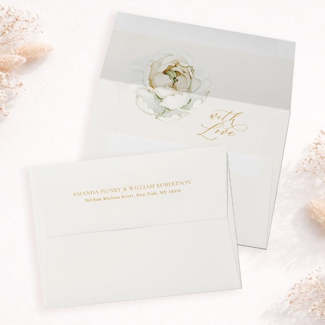  Ivory Floral Wedding Envelope with Printed Liner (Creator Uploaded)