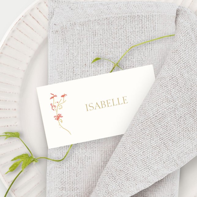 Ivory | Floral Wedding Escort Place Name  Card (Creator Uploaded)