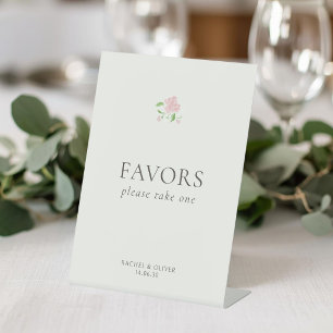 Ivory   Floral Wedding Favour Table Top Pedestal  Sign