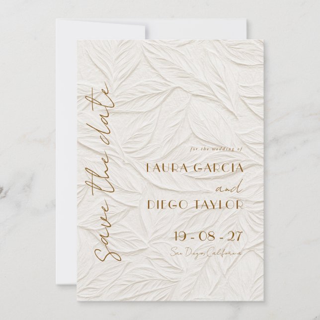 Ivory Floral Wedding Photo Save The Date (Front)