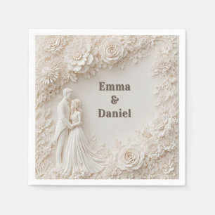🤍 Ivory Floral Wedding Silhouette Frame🤍 Napkin
