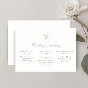 Ivory   Floral Wedding Weekend Itinerary Timeline Invitation