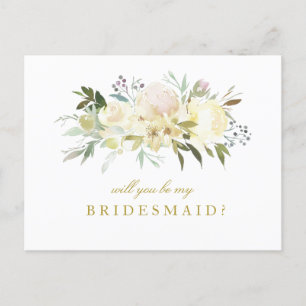 ivory floral will you be my bridesmaid card