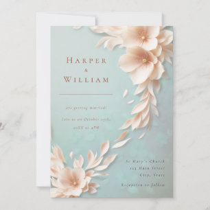 ivory florals flowing wedding invitation