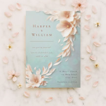 ivory florals flowing wedding invitation