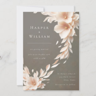 ivory florals flowing wedding invitation