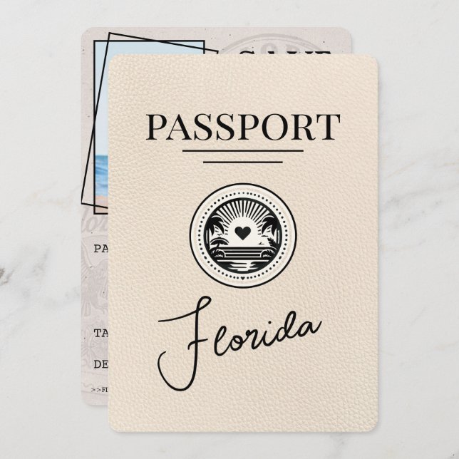 Ivory Florida Passport Save The Date (Front/Back)