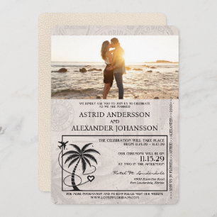 Ivory Florida Passport Wedding Invitation