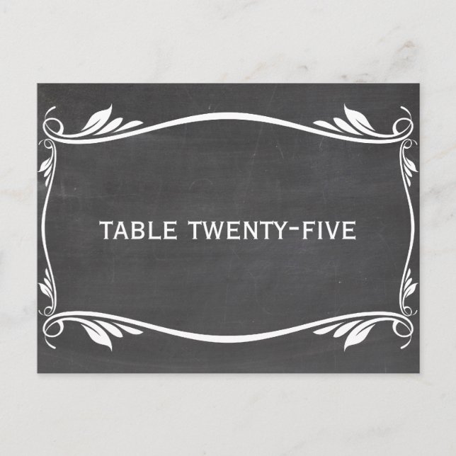 Ivory Flourish Chalkboard Table Number Postcard (Front)
