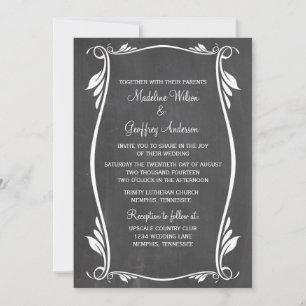 Ivory Flourish Chalkboard Wedding Invite