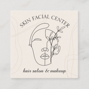 Ivory Flower Makeup Woman Face Hair Stylist Facial Square Business Card