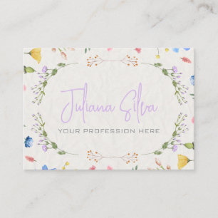 Ivory Flower Watercolor with QR Business Card