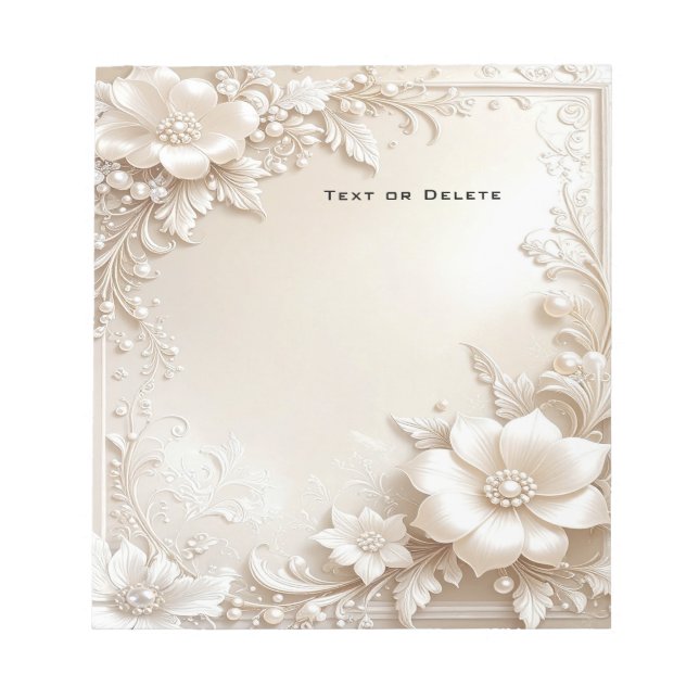 Ivory Flowers Notepad (Front)