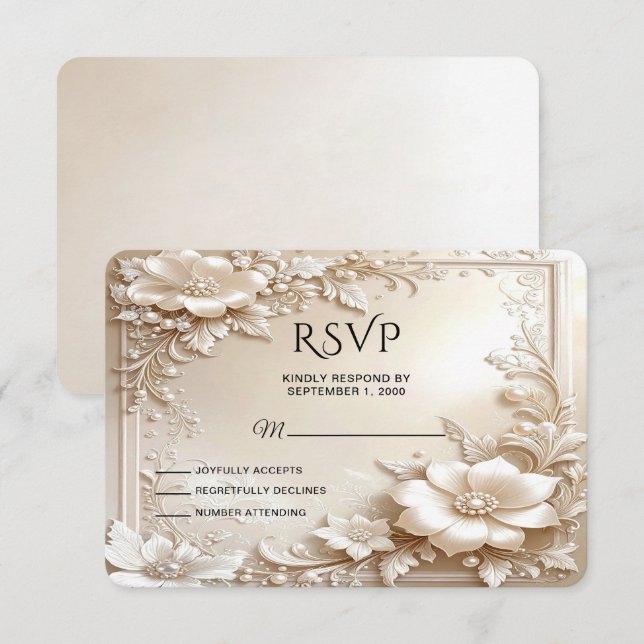 Ivory Flowers RSVP Card (Front/Back)