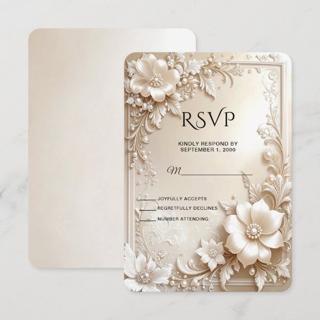 Ivory Flowers RSVP Card (Front/Back)