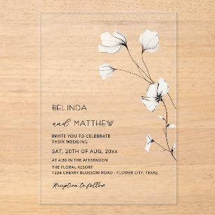 Ivory Flowers Sage Green Casual Wedding Acrylic Invitations