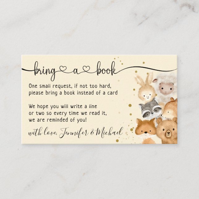 Ivory Forest Baby Animals Bring a Book Enclosure Card (Front)