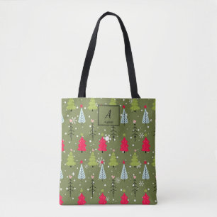 Ivory Forest Green French Country Winter Toile Tote Bag