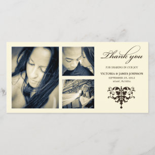 IVORY FORMAL COLLAGE   WEDDING THANK YOU CARD