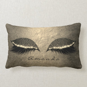 Ivory Foxier Gold Grey Black Custom Glitter Makeup Lumbar Cushion