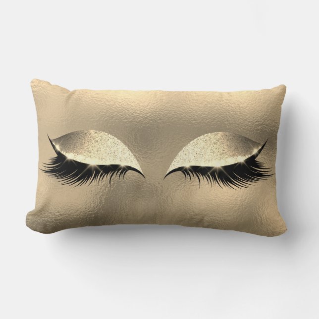 Ivory Foxier Vip Lashes Glass Sleep Glitter Makeup Lumbar Cushion (Front)