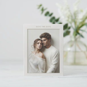 ivory framed photo save the date postcard