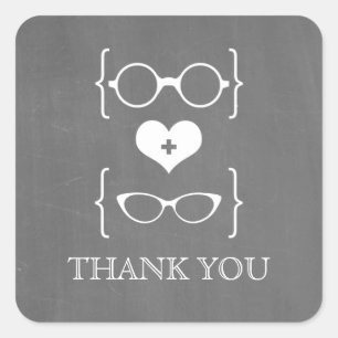 Ivory Geeky Glasses Chalkboard Thank You Stickers