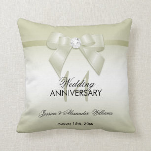 Ivory Gem Bow & Ribbon 14th Wedding Anniversary Cushion