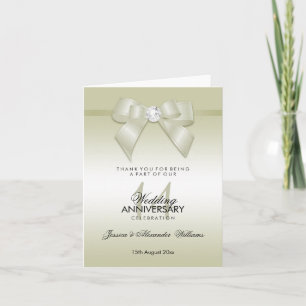 Ivory Gem Bow & Ribbon 14th Wedding Anniversary Thank You Card