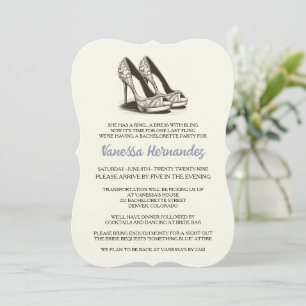 Ivory Glam Shoes Bachelorette Party Invitation