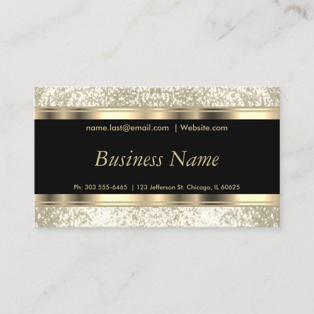 Ivory Glitter and Elegant Gold Business Card (Front)