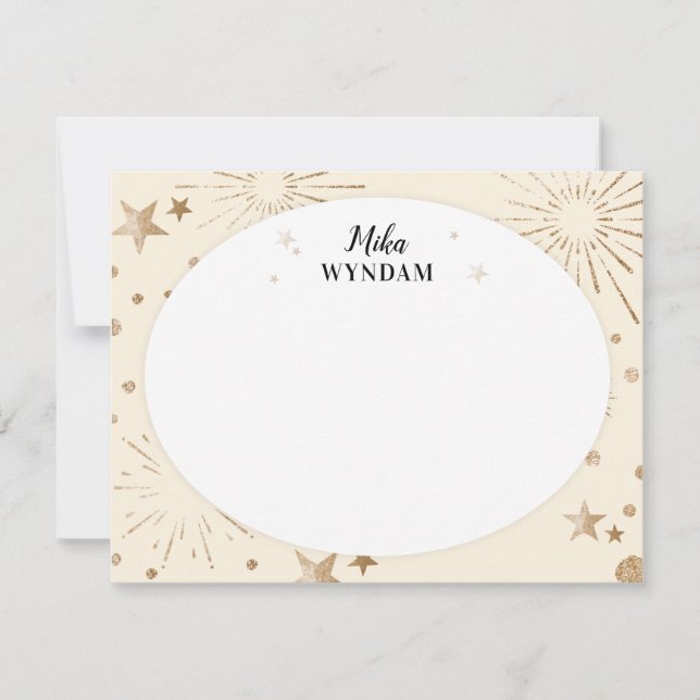 Ivory Glitter Stars and Fireworks Card (Front)