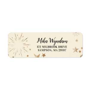 Ivory Glitter Stars and Fireworks Return Address Return Address Label