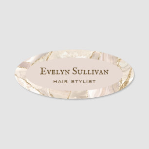 Ivory Gold Agate Name Tag
