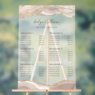 Ivory Gold Agate Price List Acrylic Sign