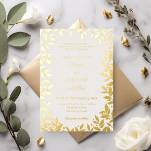 Ivory gold botanical leaves luxury wedding