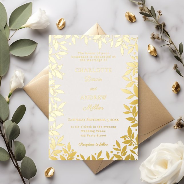 Ivory gold botanical leaves luxury wedding (Creator Uploaded)