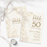 Ivory Gold Botanical Surprise 50th Birthday Invitation<br><div class="desc">Ivory Cream & Gold Botanical Surprise 50th Birthday Invitation. Feminine modern design featuring botanical accents and typography script font. Simple floral invite card perfect for a stylish female surprise bday celebration. Perfect for a glam birthday celebration. Personalise with your own details. Printed Zazzle invitations or instant download digital printable template....</div>