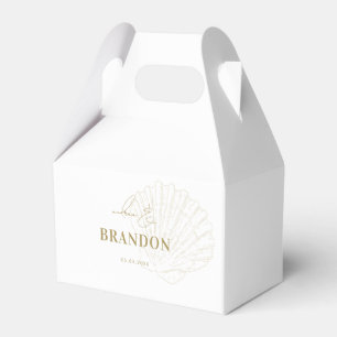 Ivory & Gold Coastal Seashell Names Wedding Favour Box