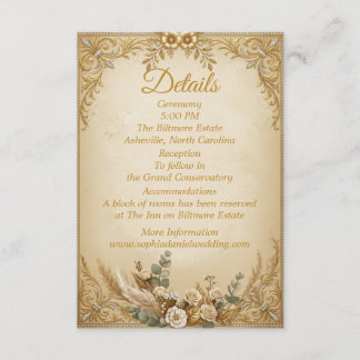 Ivory Gold Crown Pampas Elegant Royal Boho Card