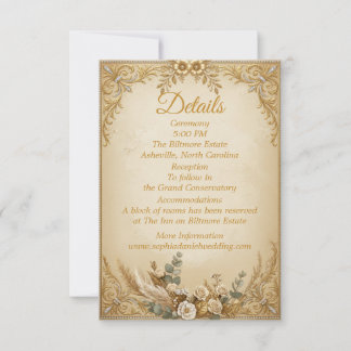Ivory Gold Crown Pampas Elegant Royal Boho Card