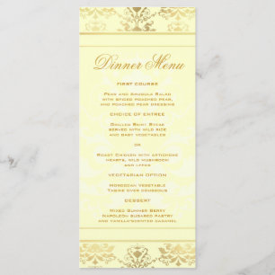 Ivory & Gold Damask Slim Dinner Menu